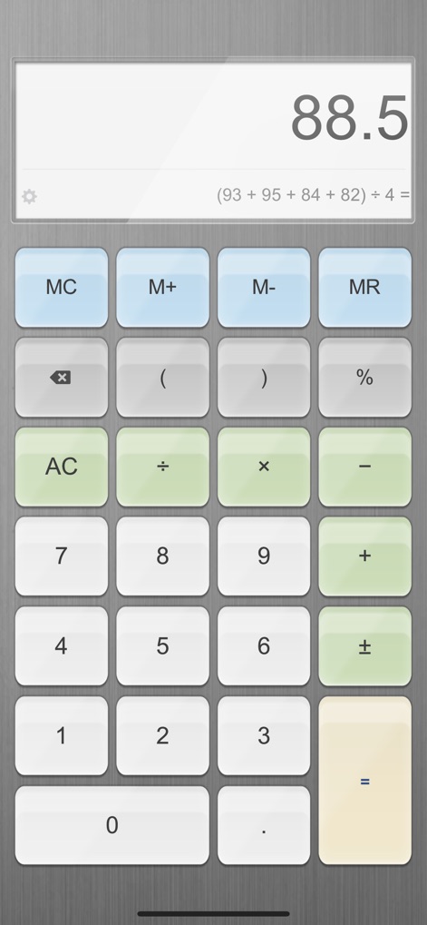 Calculator for iPad! - Experience the app's intuitive standard calculator, offering fundamental arithmetic operations within a clean and simplified layout for everyday calculations.