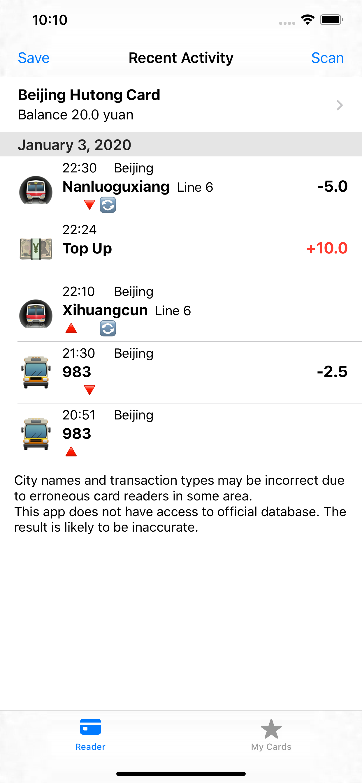 Trip Reader (NFC)