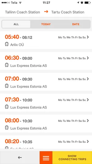 Tpilet bussipiletid screenshot 2