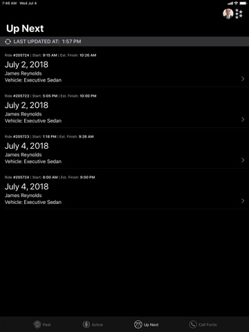 Fortis Chauffeur iPad screenshot