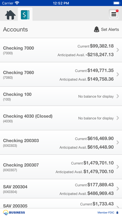 FBOL Business Banking Screenshot