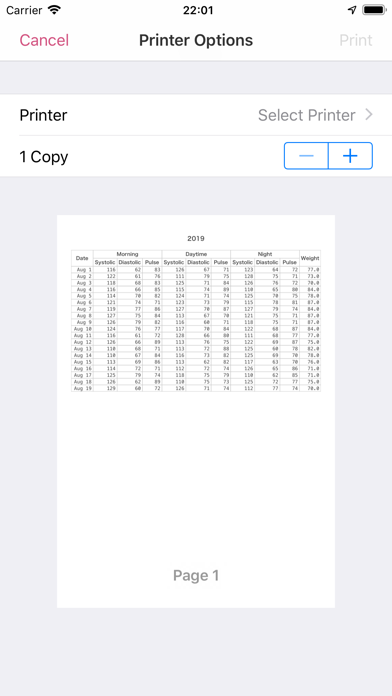 Simple Blood Pressure Recorder Screenshot