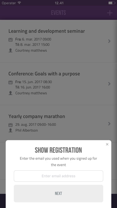 CM Events Screenshot