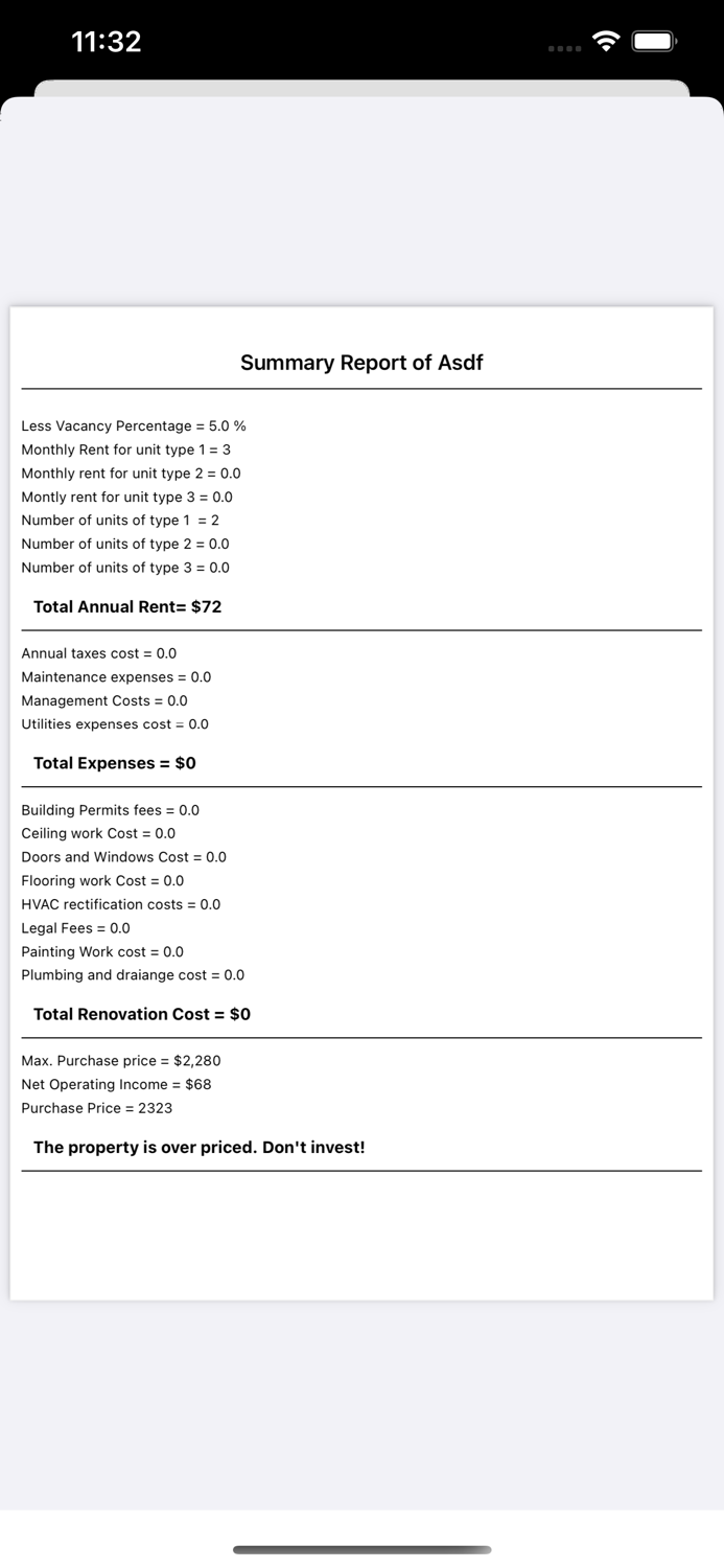 Real estate investing Calc
