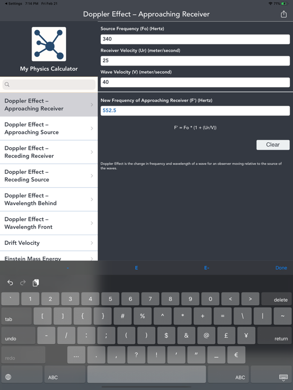 Physics Calculators Converters iPad screenshot 3 - Education app