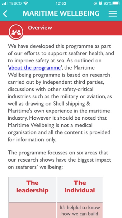 Screenshot 2 of Maritime Wellbeing App