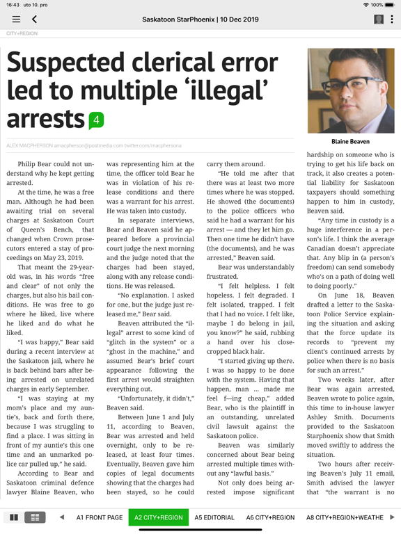 The StarPhoenix ePaper iPad screenshot 5 - News app