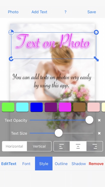 Adding Texts on Photo