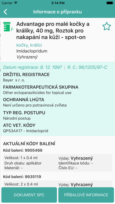 Veterinární léčivé přípravky Screenshot