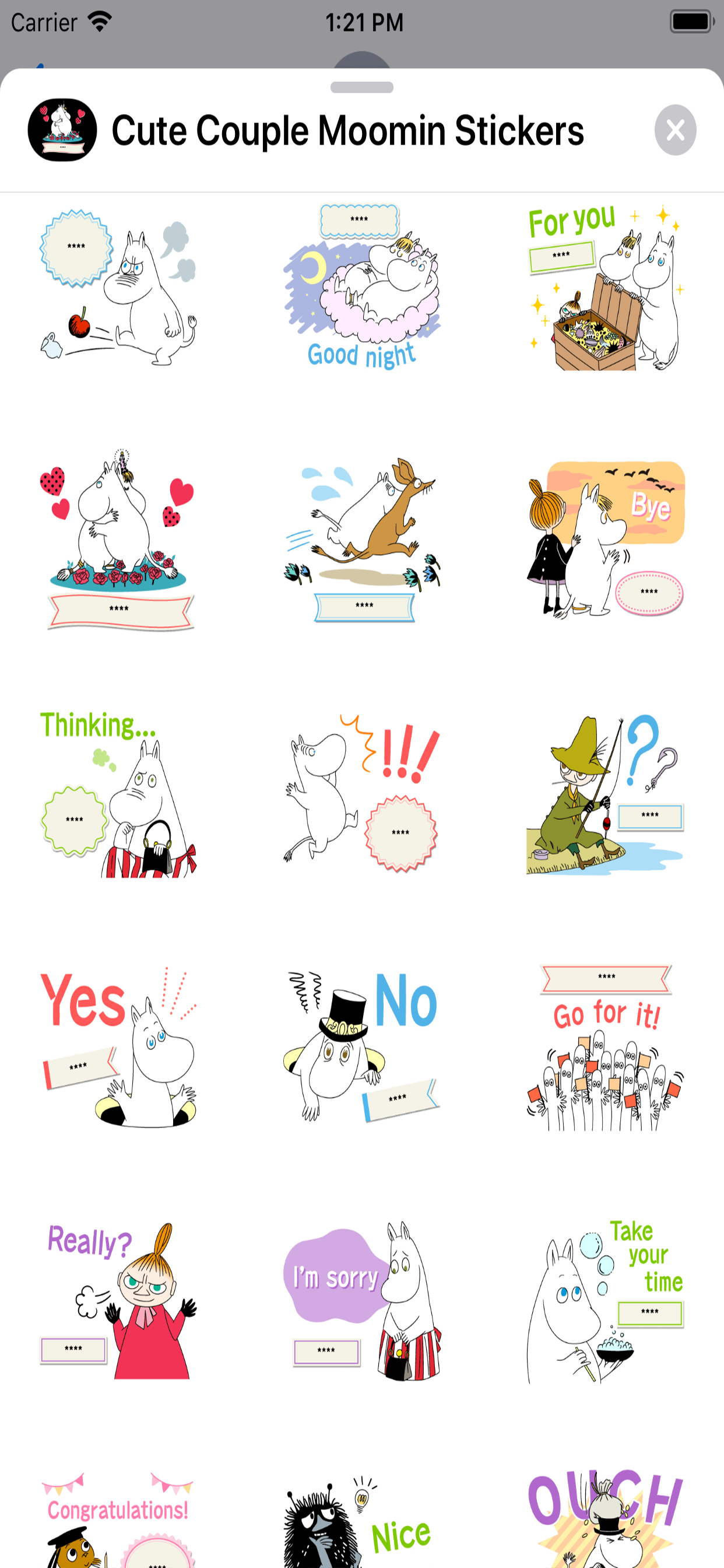 Cute Couple Moomin Stickers screenshot 7