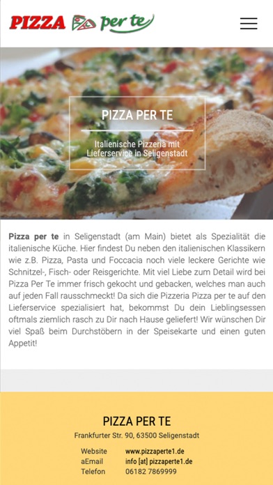 Screenshot #1 pour Pizza Per Te (Seligenstadt)