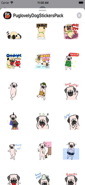 Pug love Dog Stickers Pack(圖8)-速報App