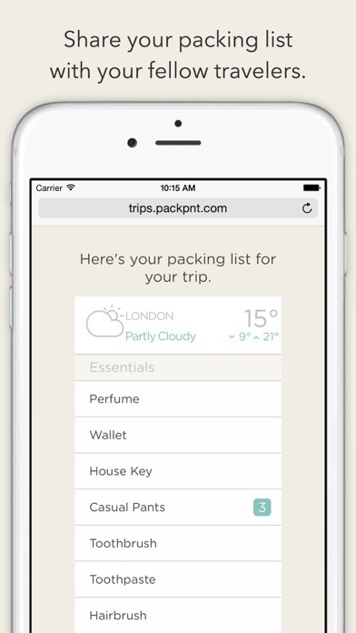PackPoint Premium Packing List Screenshot