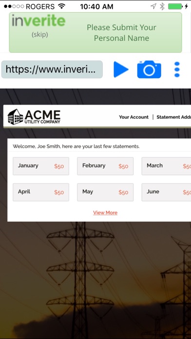 Inverite Verification Screenshot