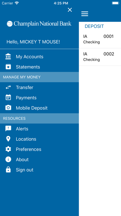 Champlain National Bank Screenshot