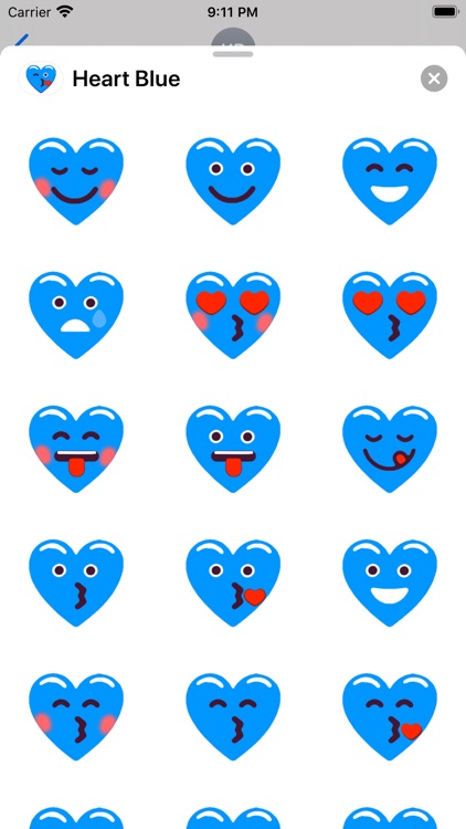 Heart Blue Love Emoji Stickers