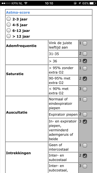 Scores kindergeneeskunde Screenshot