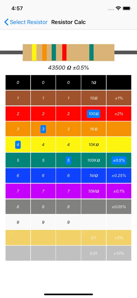 Resistor color code calc