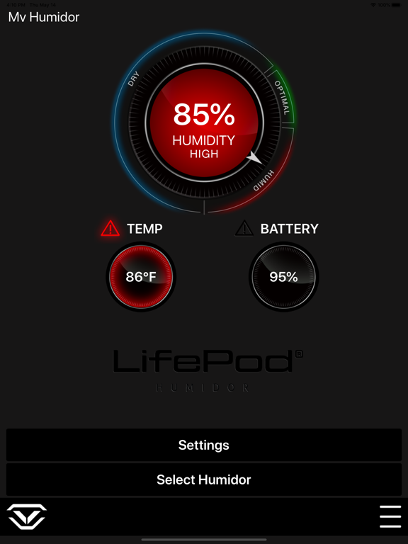 Vaultek LifePod Humidor iPad screenshot