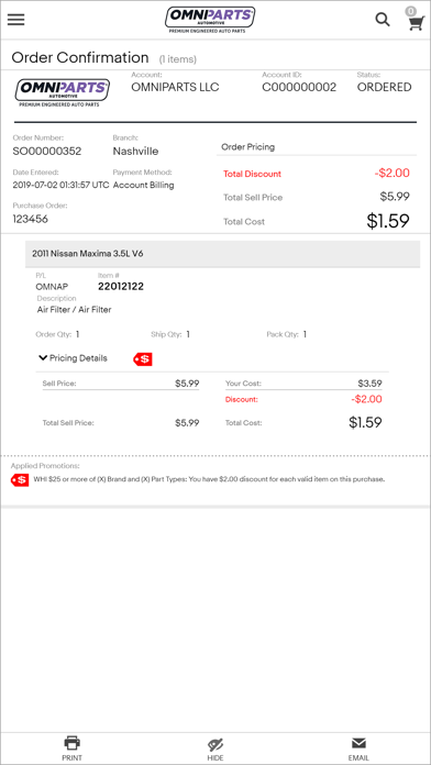 Omniparts Automotive iPhone screenshot 5 - Shopping app
