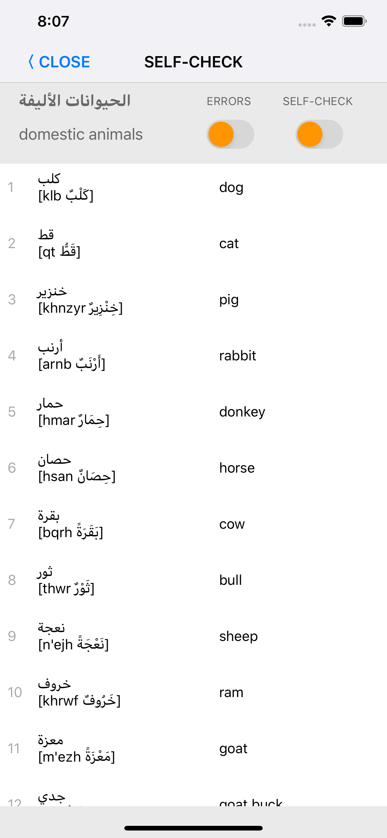 Learn Arabic words with ST