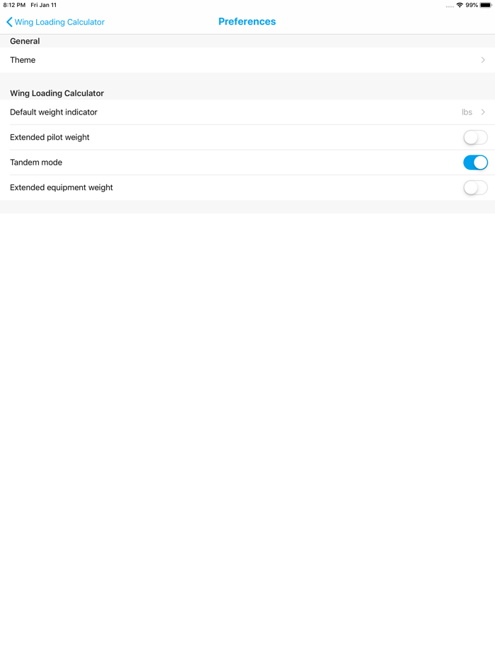 Fancy Wingloading Calculator