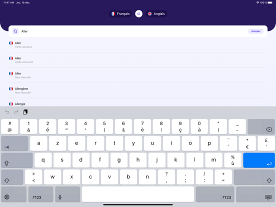 Dictionnaire Anglais~Français iPad app afbeelding 2