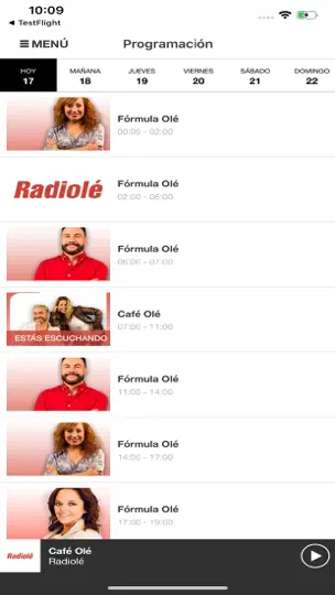 Captura de pantalla de Radiolé en iPhone 6