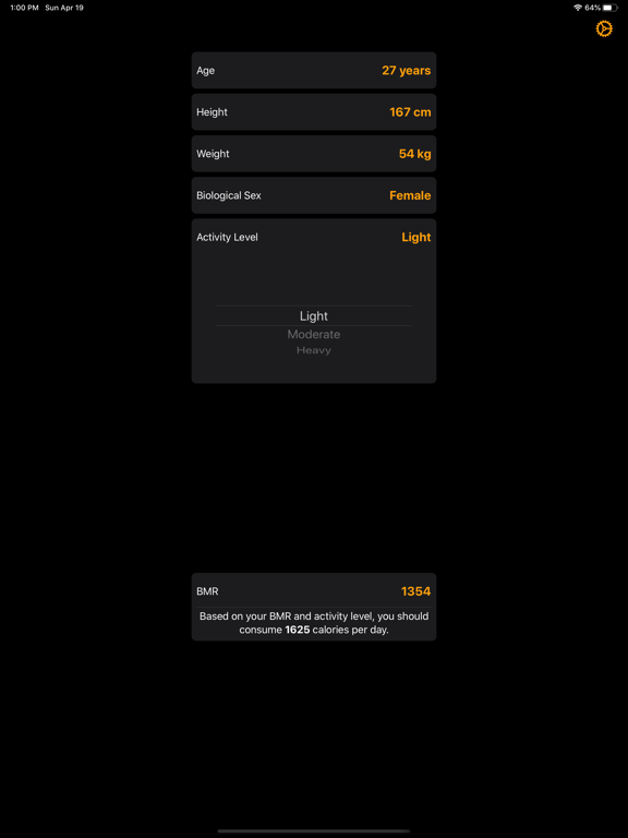 BMR Calculator iPad screenshot 5 - Health & Fitness app