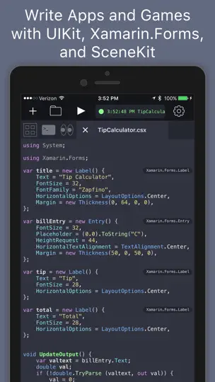 Captura de pantalla de Continuous .NET C# And F# IDE en iPhone 5