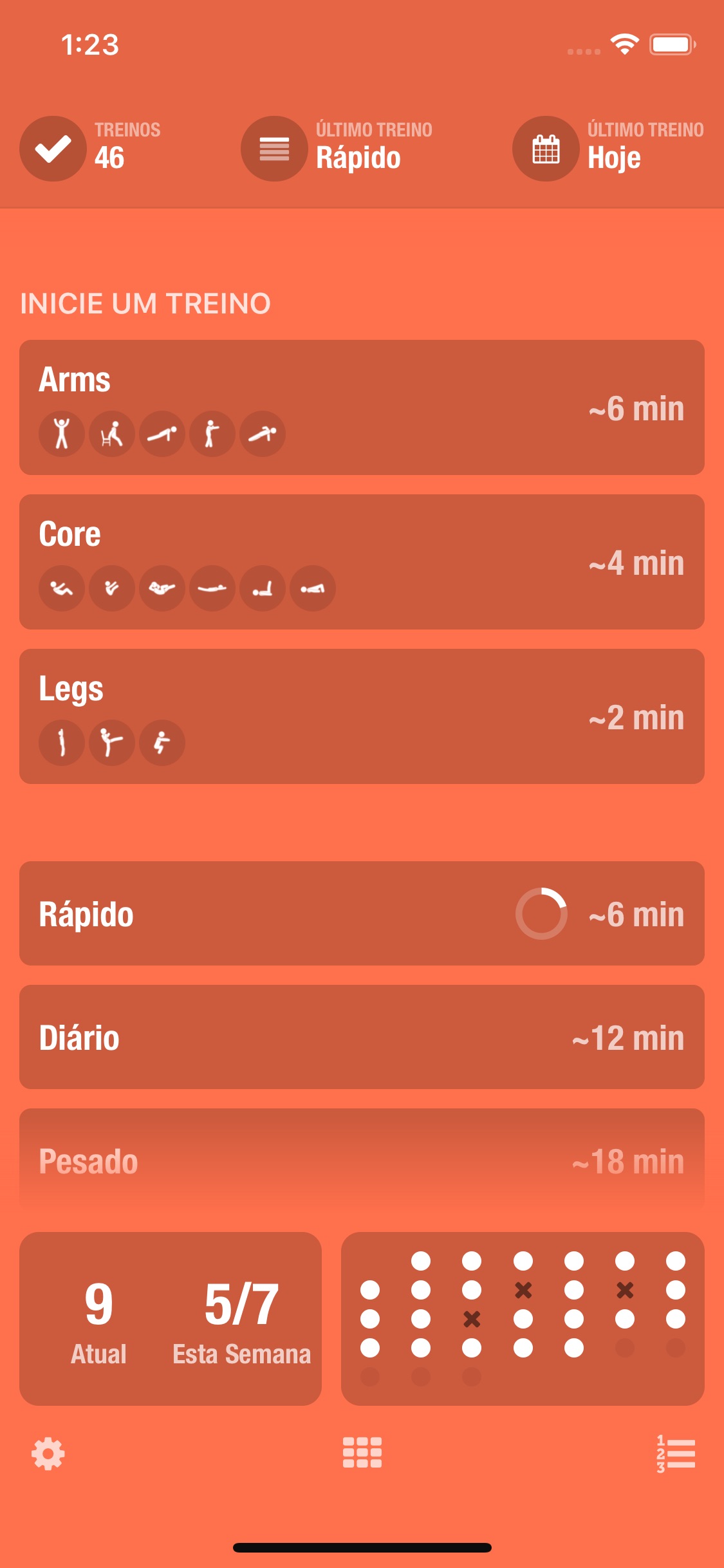 Screenshot do app Streaks Workout