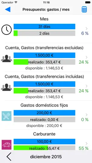 Captura de pantalla de Visual Budget en iPhone 2