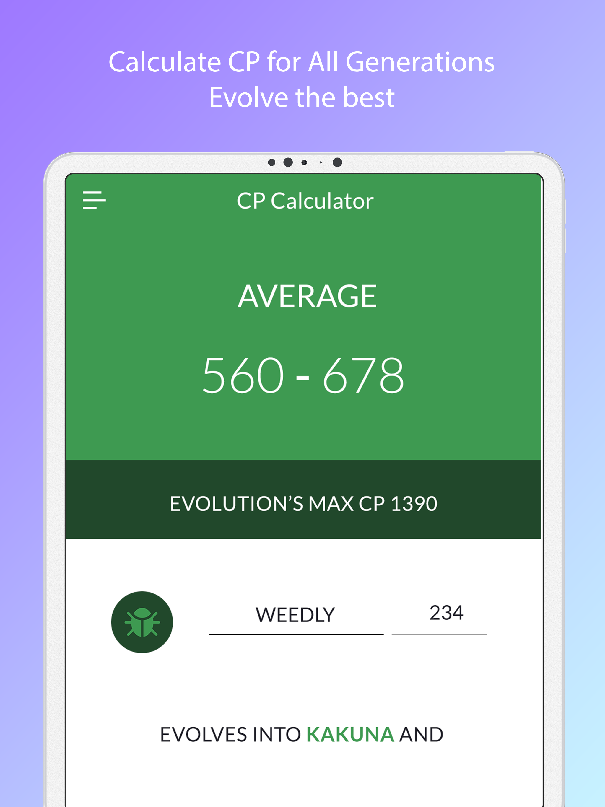 Evolution CP & IV Calculator screenshot 3