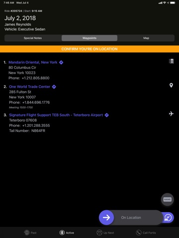 Fortis Chauffeur iPad screenshot