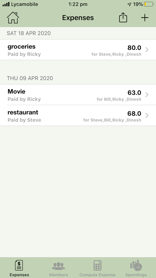 #2. Expenses Split (iOS) 由: katuri dinesh