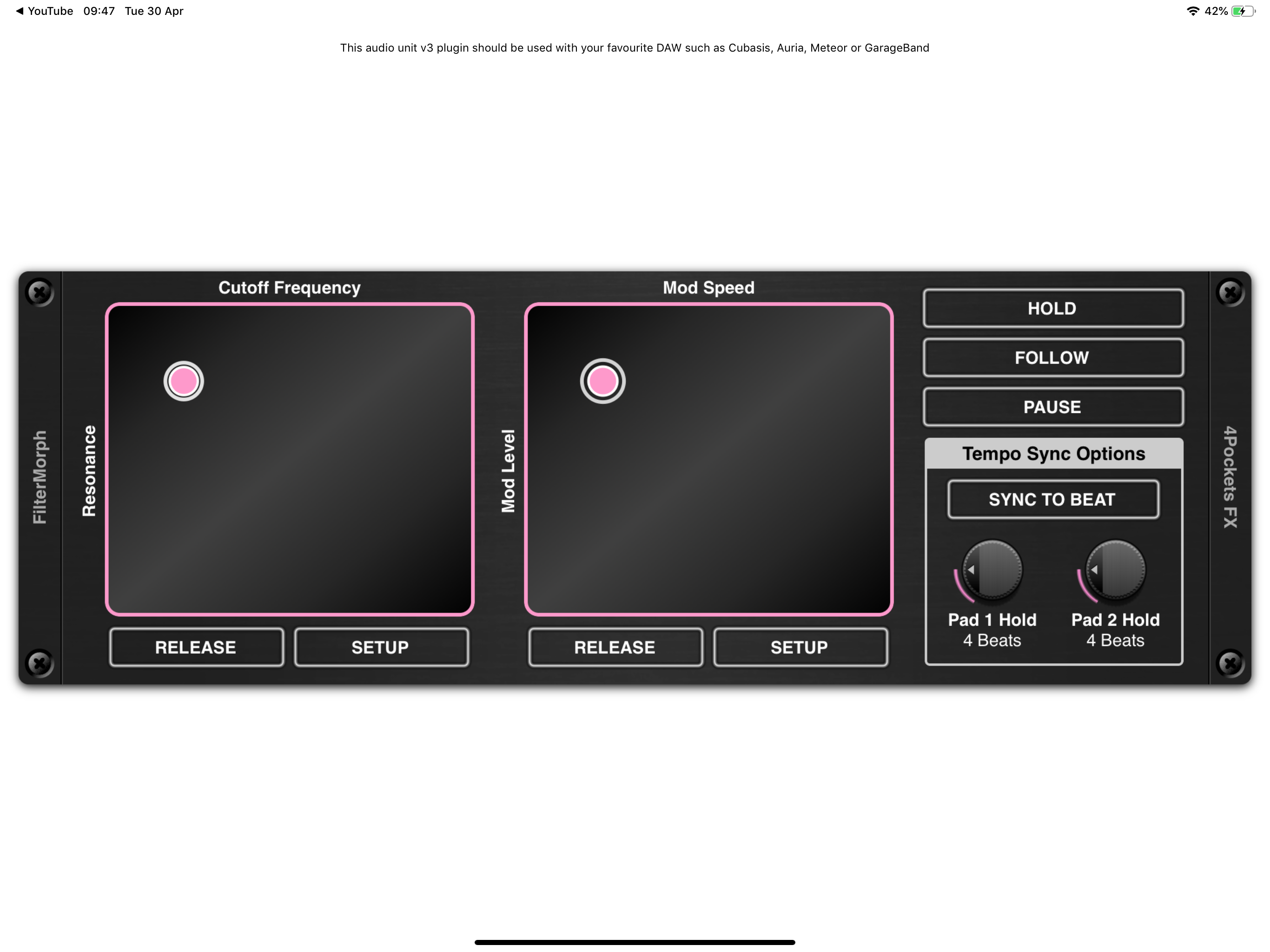 FilterMorph AUv3 Audio Plugin
