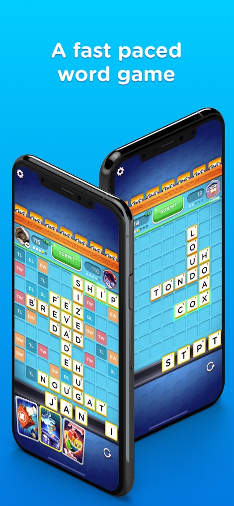 Word Domination: PvP Word Game - This game offers dynamic, fast-paced matches, highlighted by the vibrant word grid with bonus squares and the real-time score display for each player.