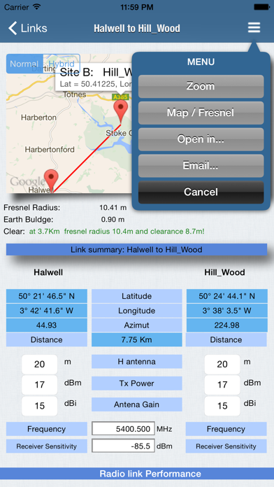 RF Haversine Lite - Radio Link Screenshot