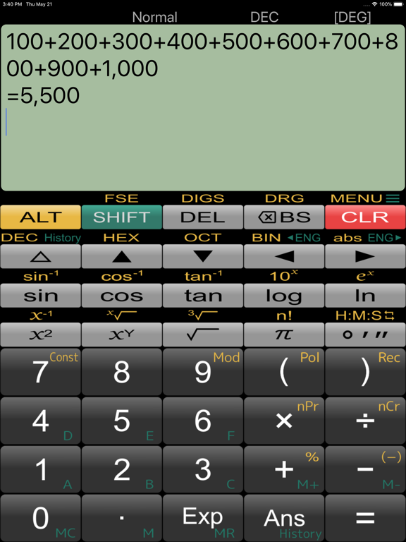 Screenshot #1 for Panecal Plus Sci. Calculator