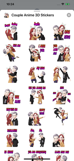 Couple Anime 3D Stickers