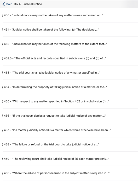 CA Evidence Code 2026 iPad screenshot 5 - Reference app