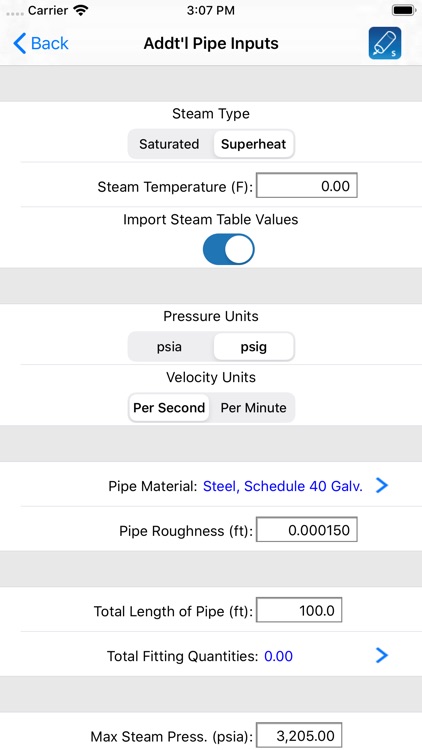 HVAC Pipe Sizer - Steam screenshot-2