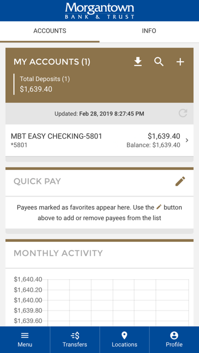 Morgantown Bank Mobile Banking Screenshot