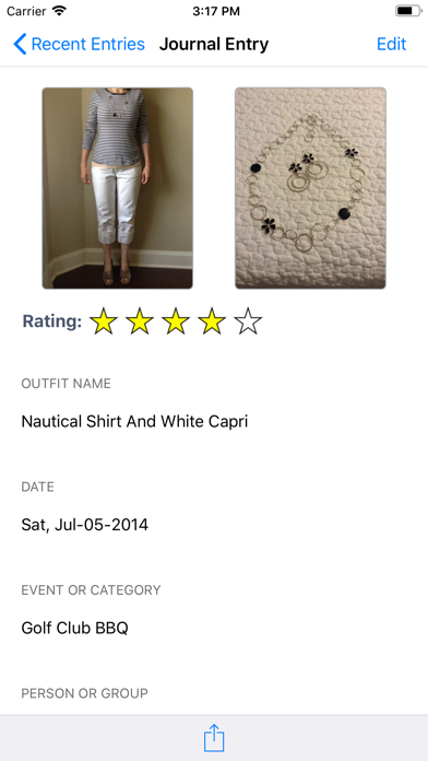 Wardrobe Journal Screenshot