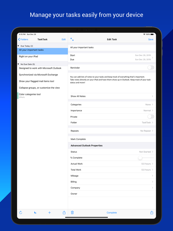 Screenshot #4 pour TaskTask for Outlook Tasks