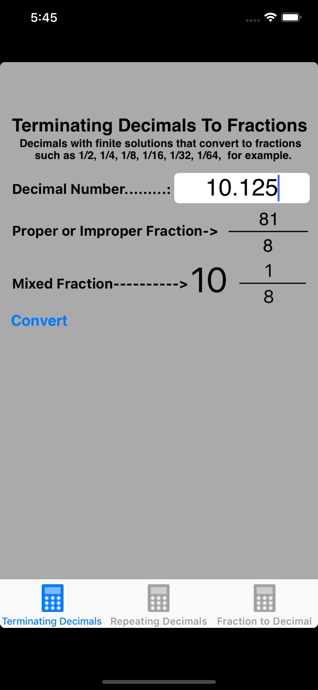 Decimal To Fraction Plus