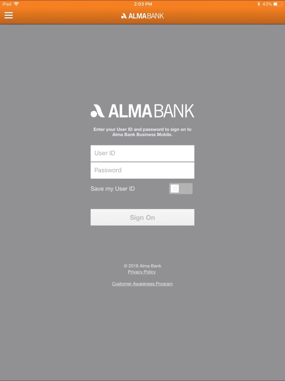Alma Bank Business for iPad