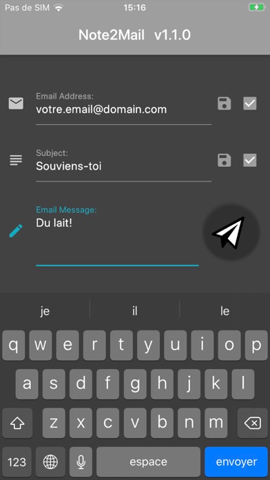 Screenshot #1 pour Note2Mail