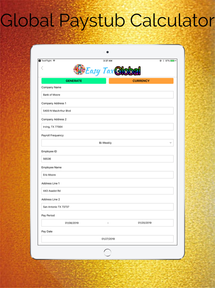 Global Paystub Calculator