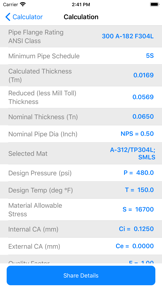 Pipe and Flange Calculator screenshot